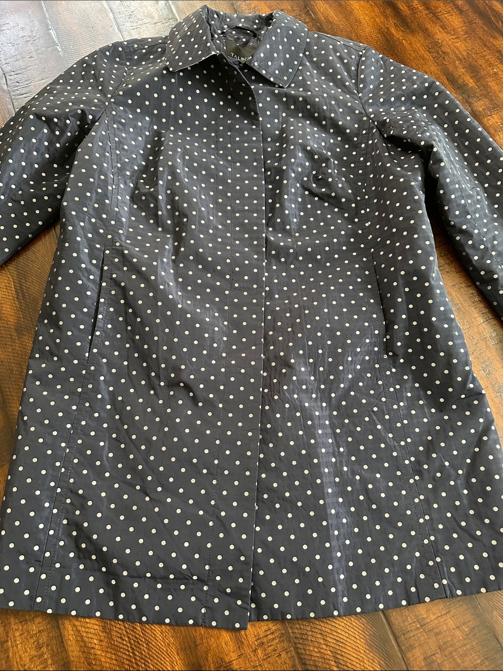 Polka Dot Lightweight Trench Coat - Navy